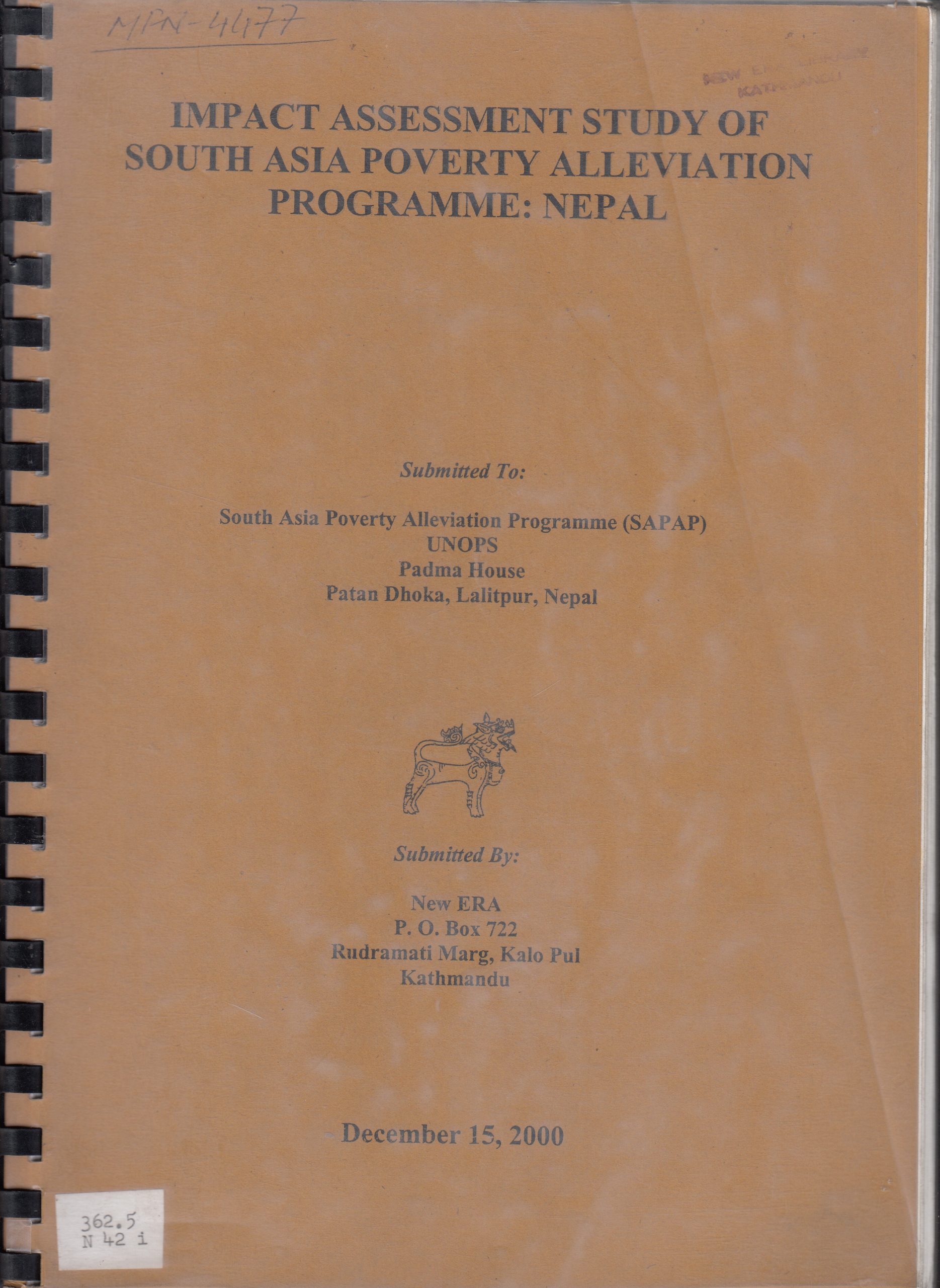 Impact Assessment Study of South Asia Poverty Alleviation Program: Nepal