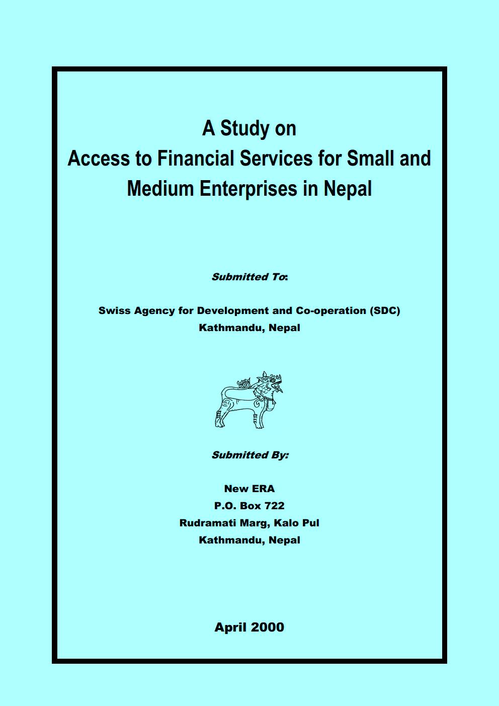 A Study on Access to Financial Services for Small and Medium Enterprises in Nepal