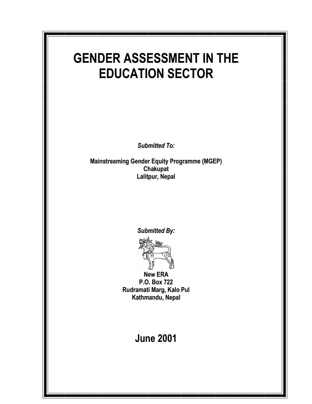 Gender Assessment in the Education Sector, Mainstreaming Gender Equity Program