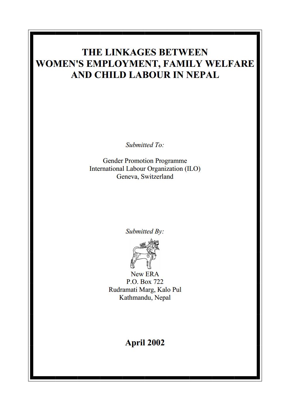 The Linkage between Women’s Employment, Family Welfare and Child Labour in Nepal