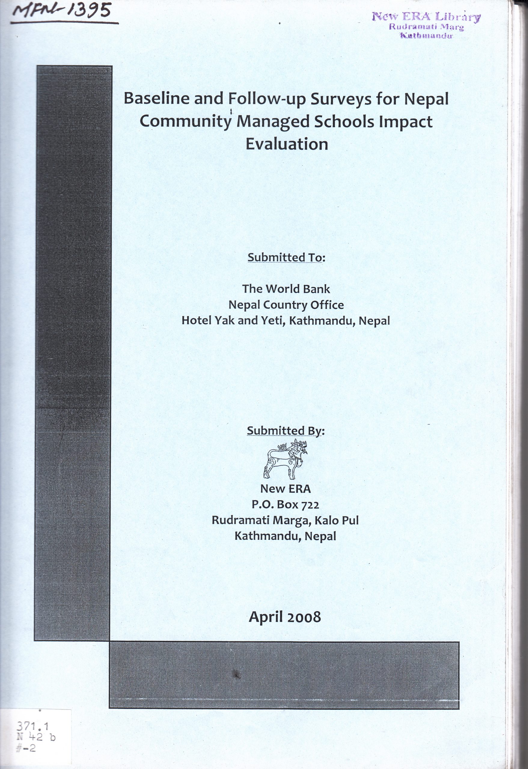 Baseline and Follow-up Surveys for Nepal Community Managed Schools Impact Evaluation