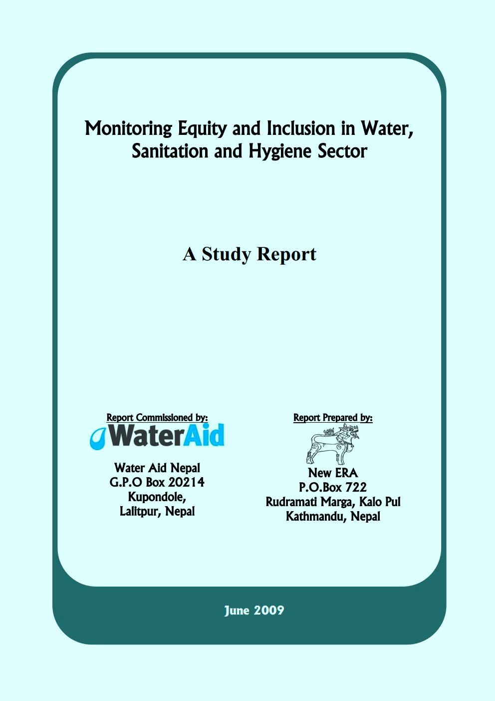 Monitoring Equity and Inclusion in Water, Sanitation and Hygiene Sector – A Study Report