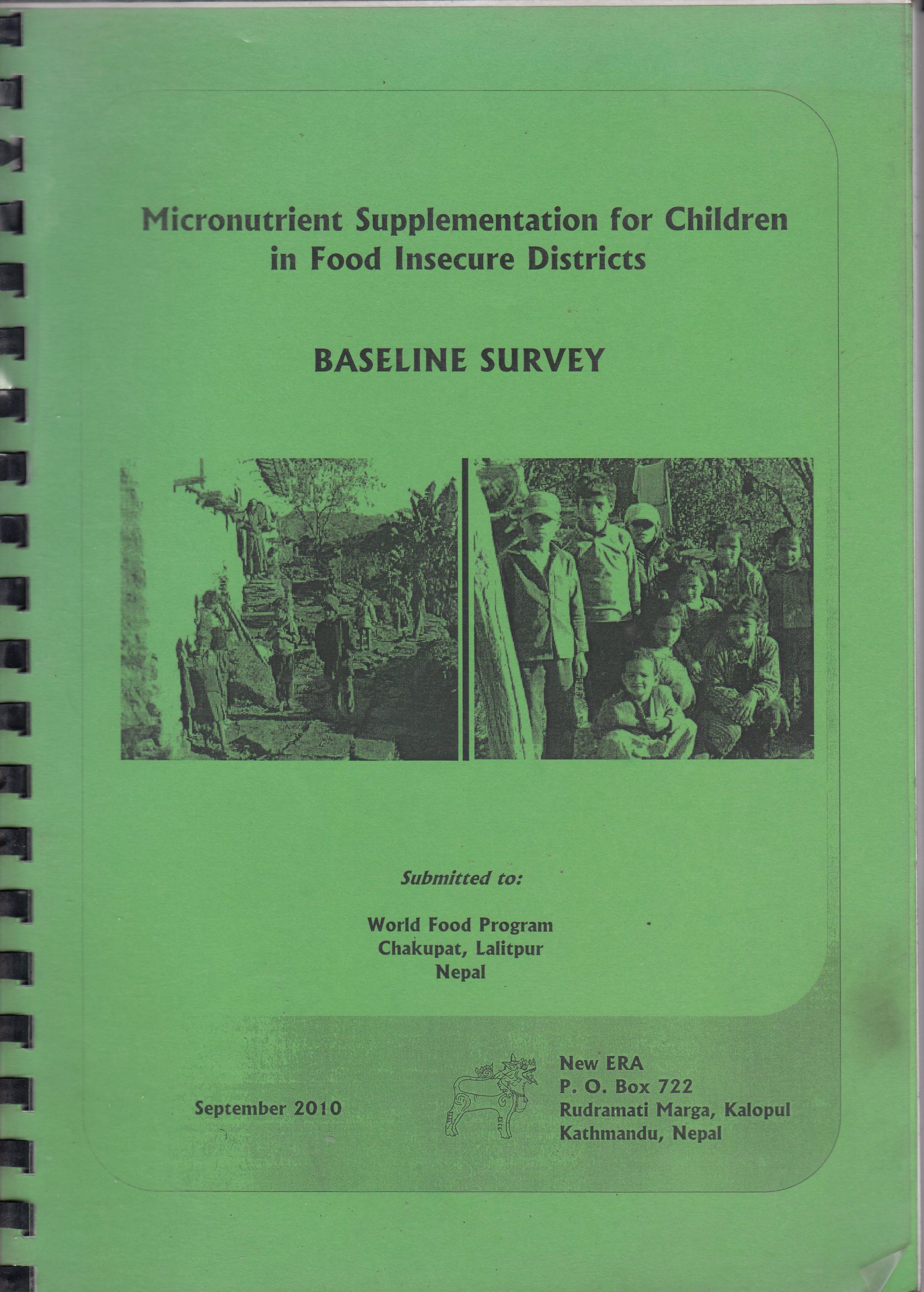 Micronutrient Supplementation for Children in Food Insecure Districts – Baseline Survey