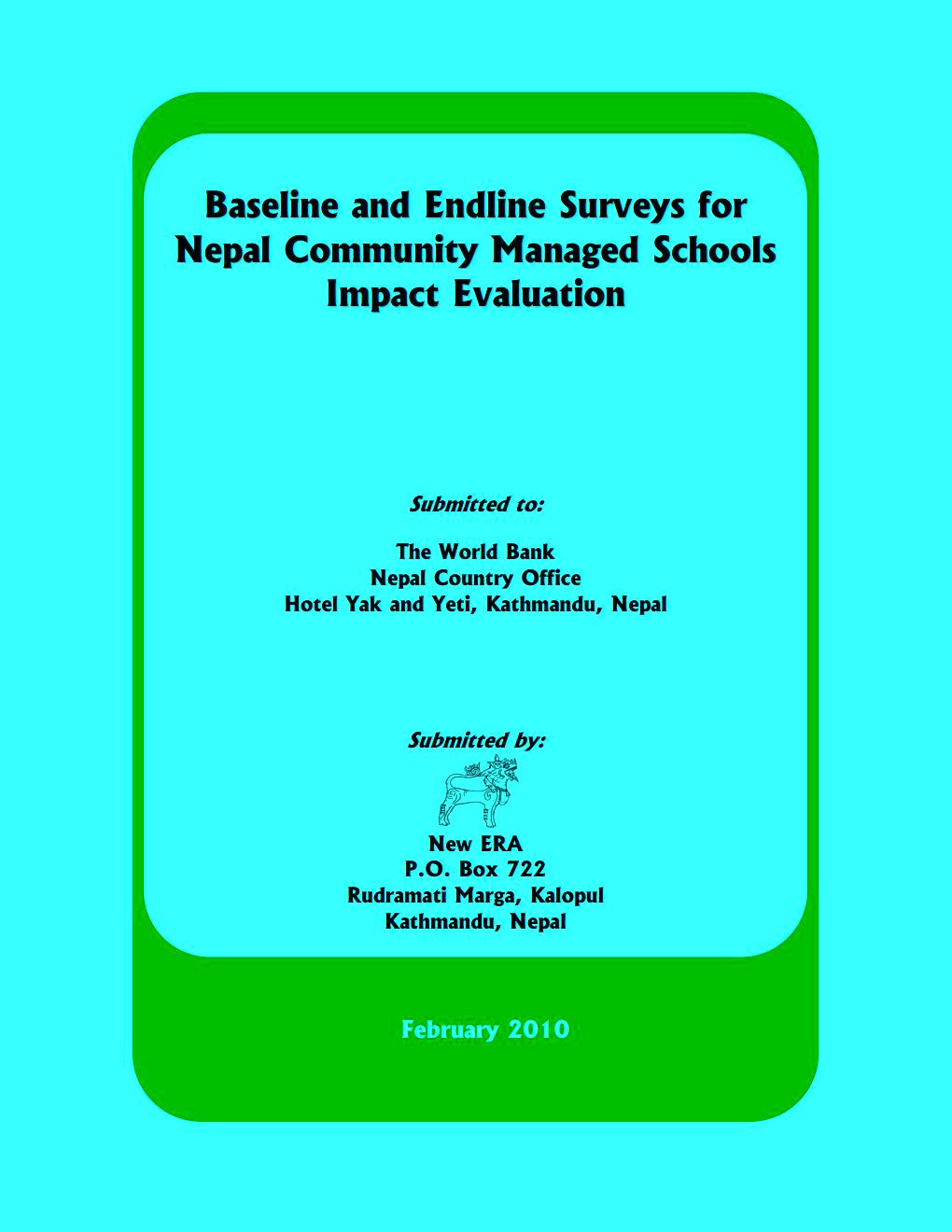 Baseline and End-line Surveys for Nepal Community Managed Schools Impact Evaluation