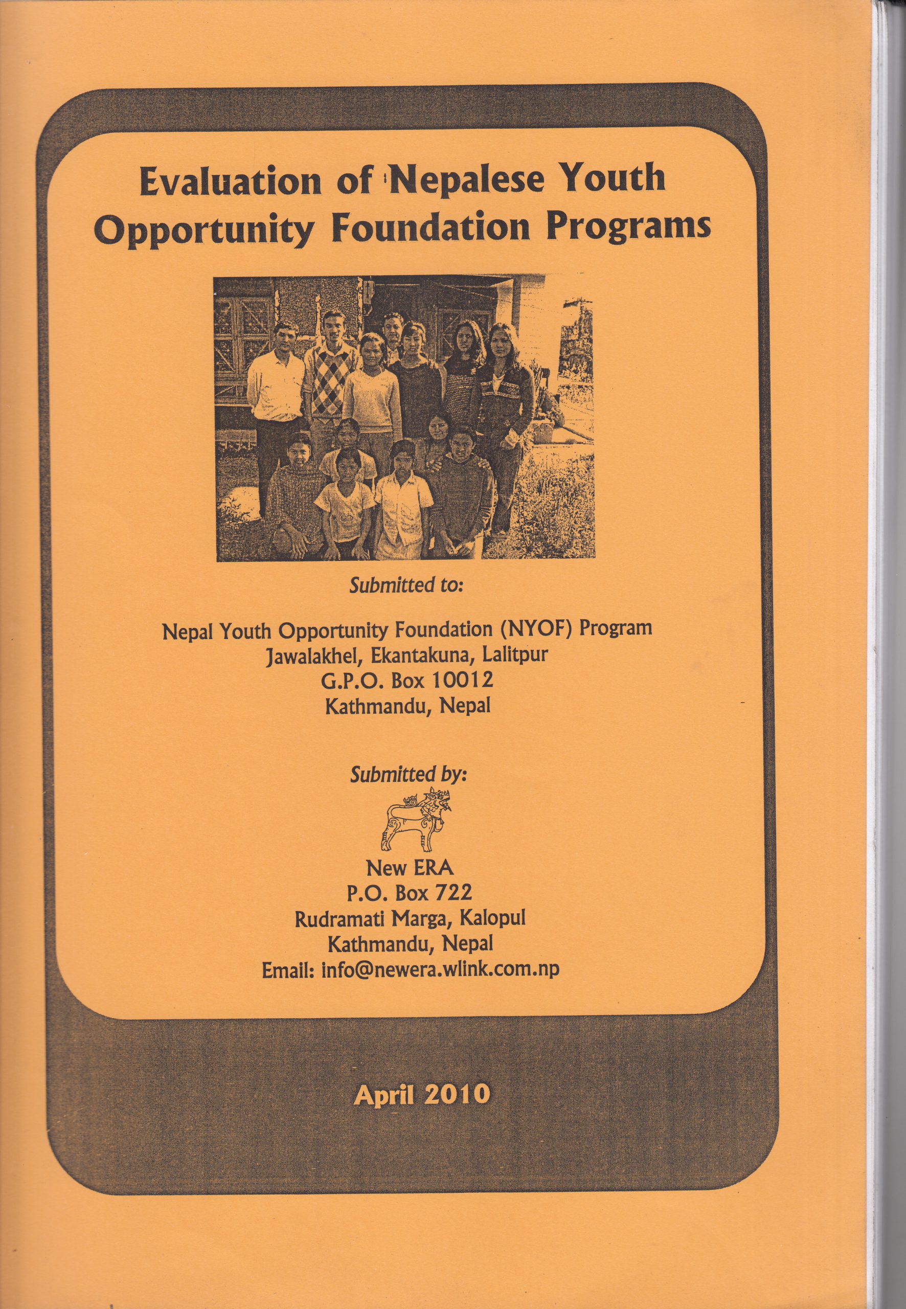 Evaluation of Nepalese Youth Opportunity Foundation Programs