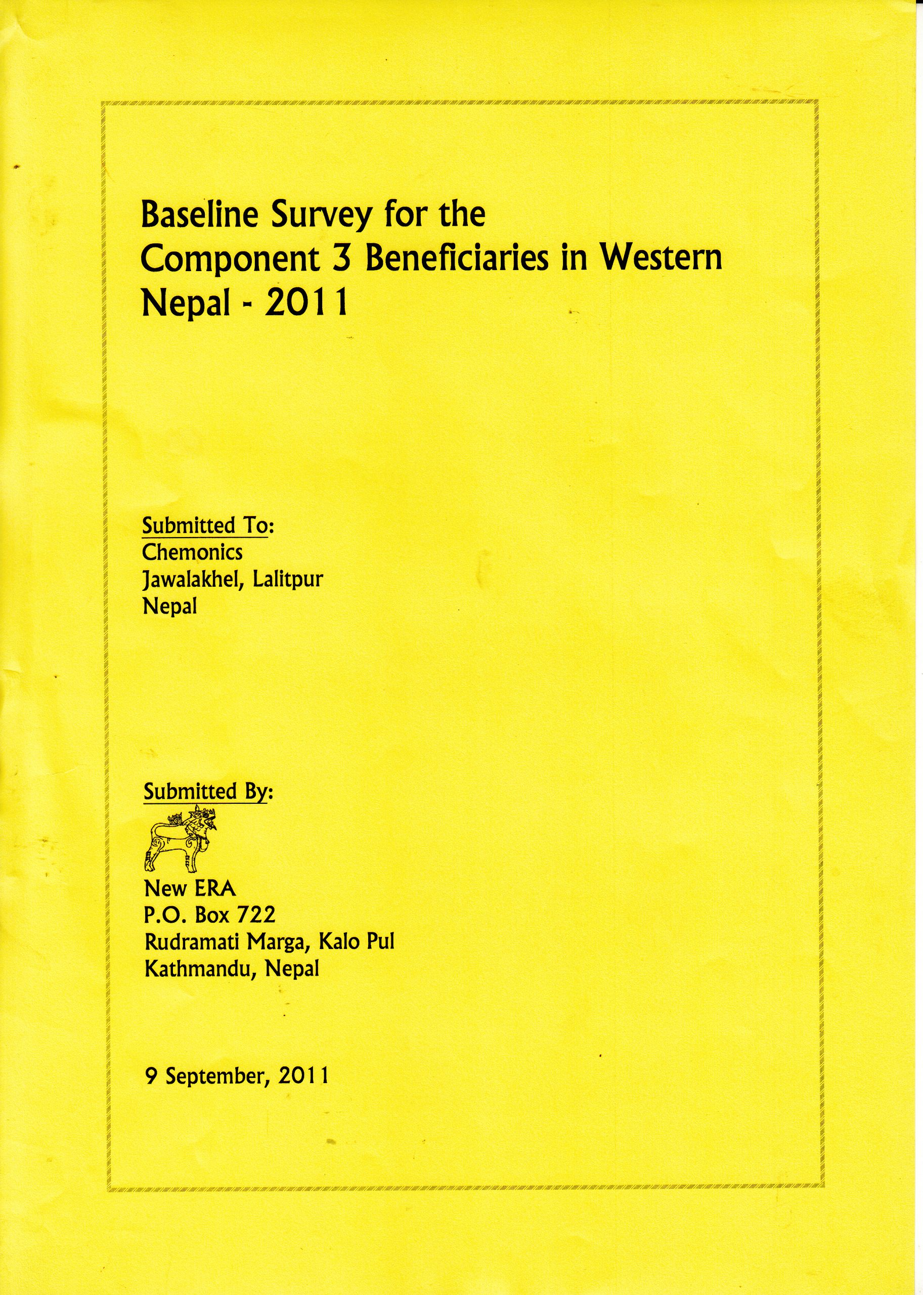 Baseline Survey for the Component 3 Beneficiaries in Western Nepal