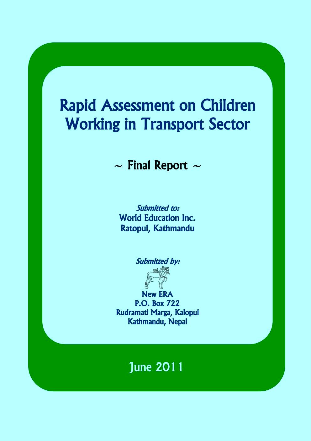Rapid Assessment on Children Working in Transport Sector