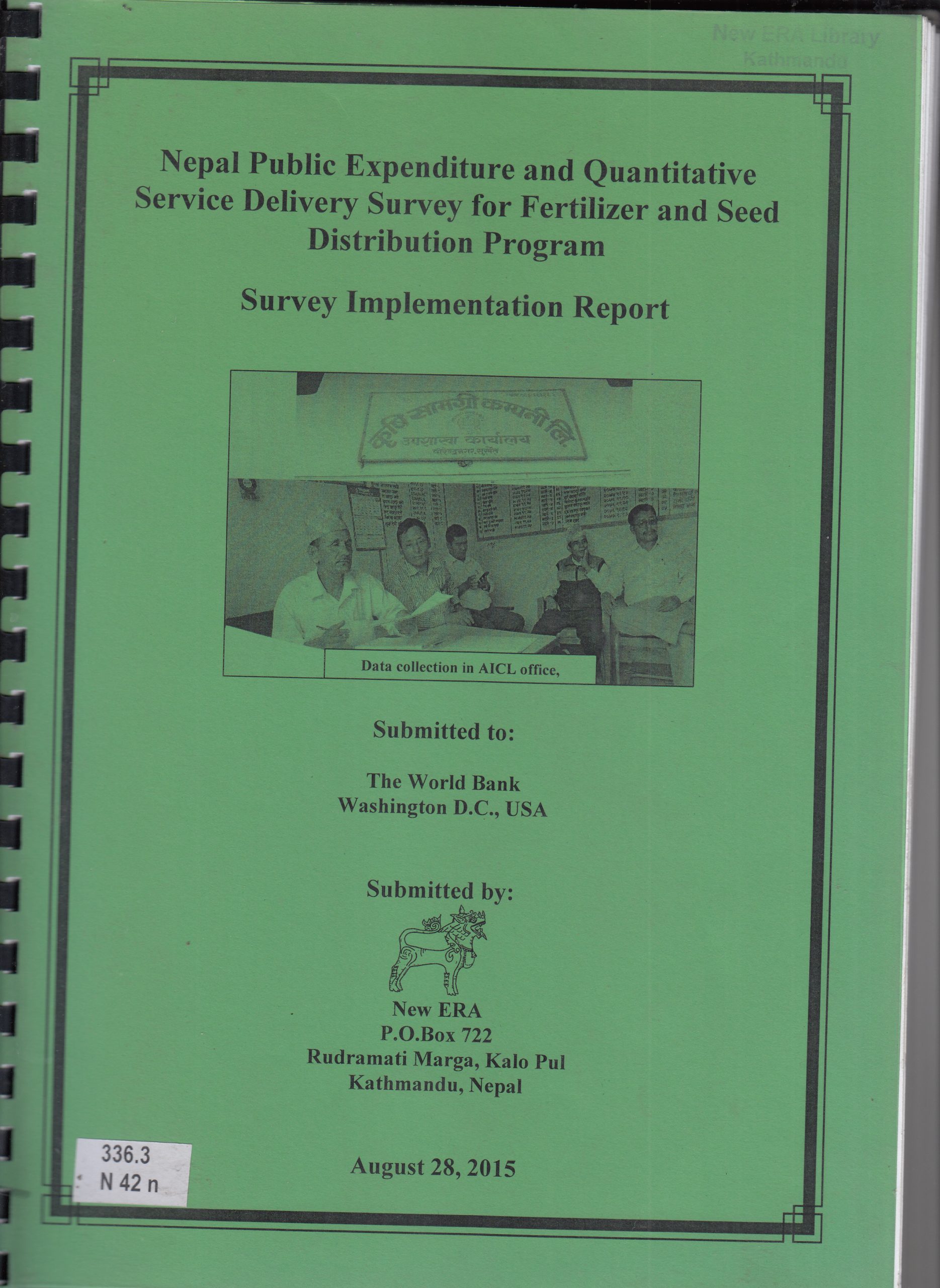 Nepal Public Expenditure and Quantitative Service Delivery Surveys for Fertilizer and Seed Distribution Program